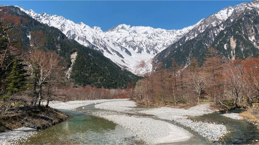 開山前の河童橋から見た景色